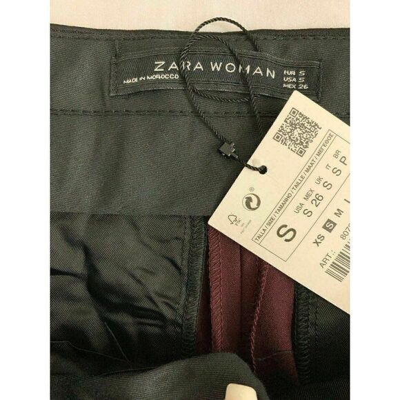 Zara Womens New Mahogany Purple Black Dress Pants Small - Picture 4 of 9